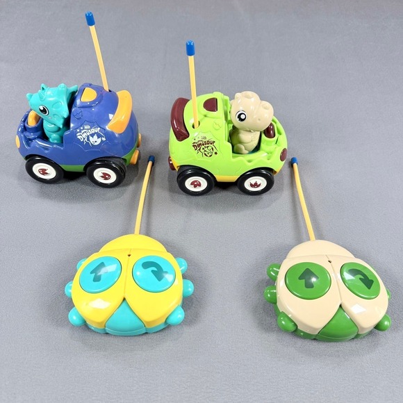 Other - Dinosaur RC Car Set Toddler Toy Remote Control Vehicles 27/49MHz Green Blue 2pk